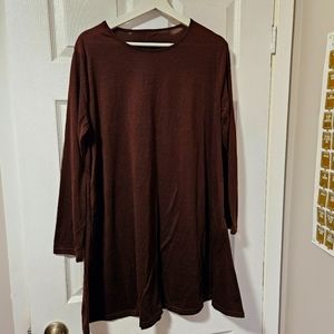 Dark brown long sleeve tunic sweater shirt